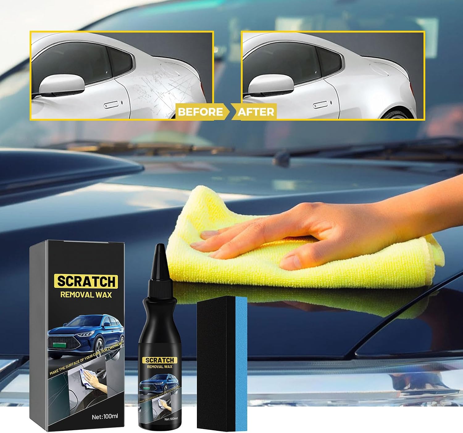Quick Vehicle Scratch Repair Set with Sponge Applicator 2025 Enhanced Car Scratch Remover Set with Sponge for Deeps Scratches