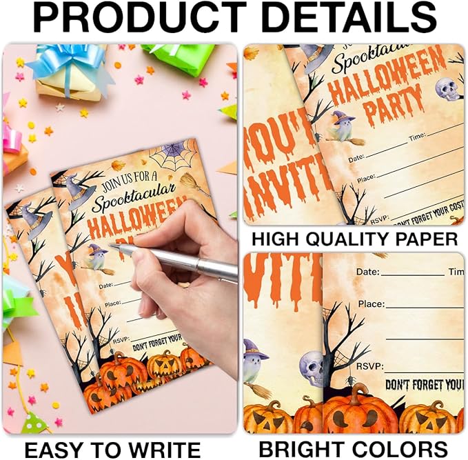 Halloween Party Invitations, Spooky Pumpkins Halloween Party Fill in Invites ...