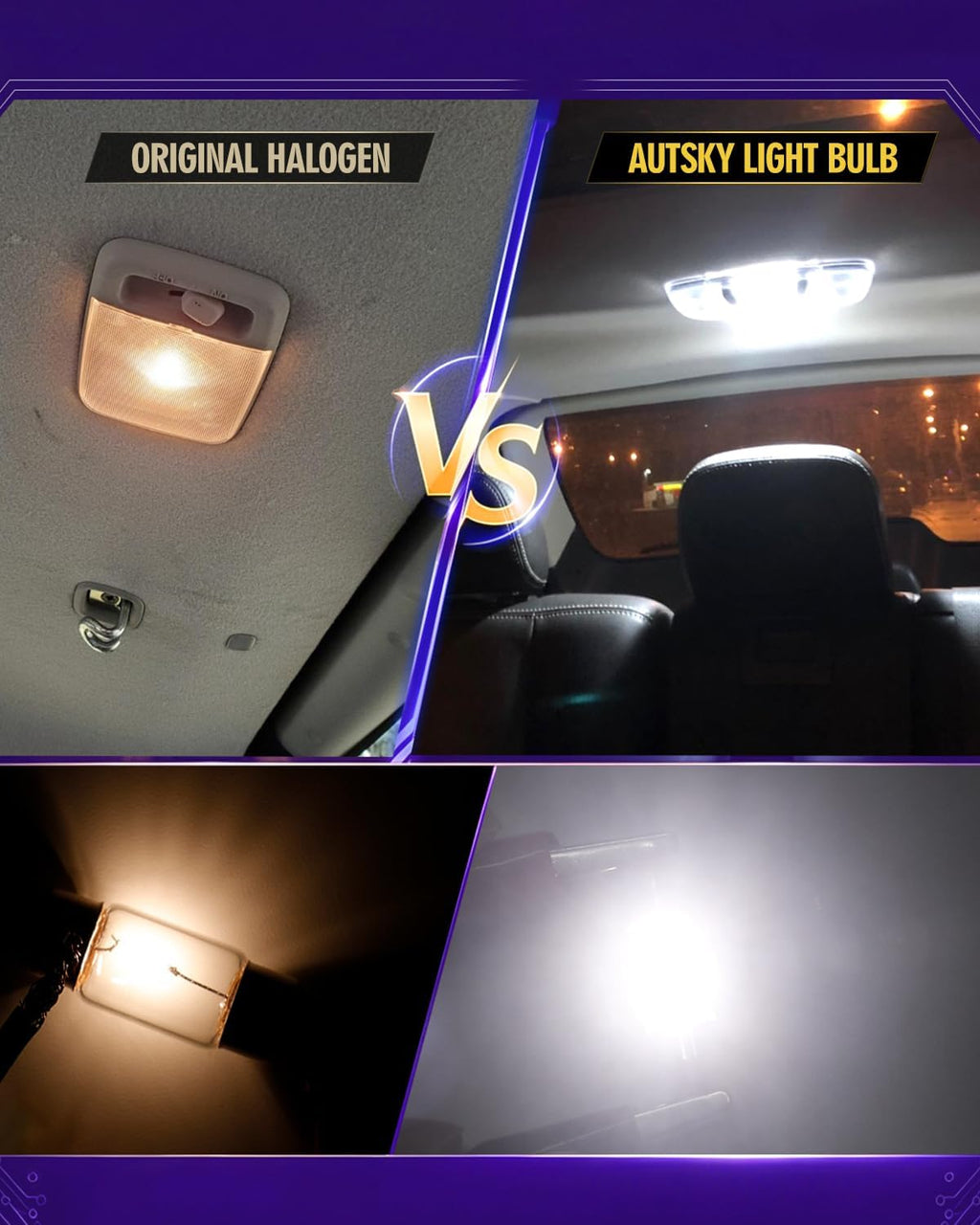 DE3175 LED Bulb White for Dome Map Door Interior Door Trunk Lights, DE3175 DE3021 6428 DE3022 30MM 1.18” LED Bulbs 6500K Super Bright, Canbus Error Free 27-SMD 3014 Chips (4-Pack)