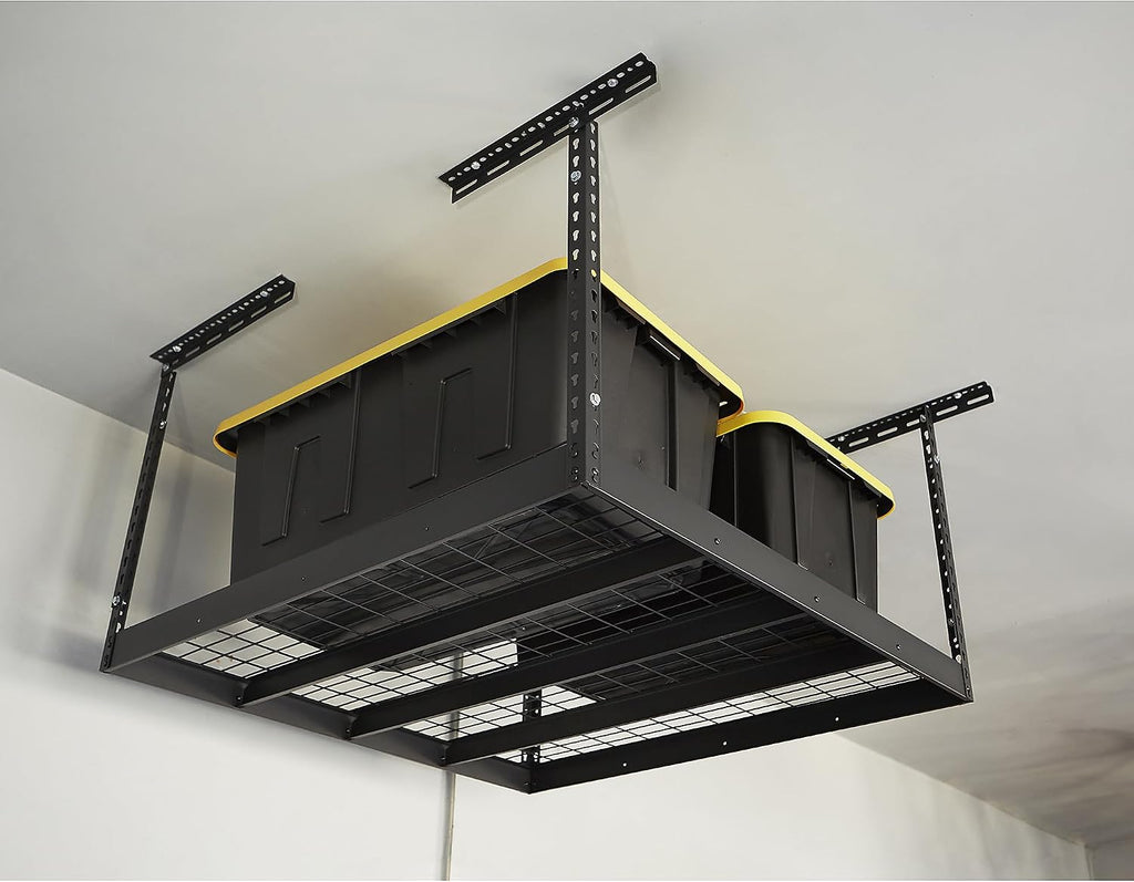 klutch overhead garage storage rack, adjustable height, 350-lb. on a desk or shelf