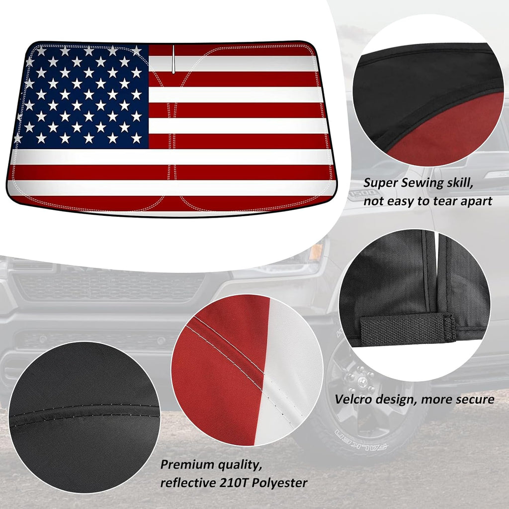 Bestview American Flag Windshield Sunshade for 2010-2015 Toyota Prius Hatchback,Custom Fit Foldable Front Window Sunshade Sun Visor Accessories Protector Block UV Rays Heat, Keep Your Car Cooler