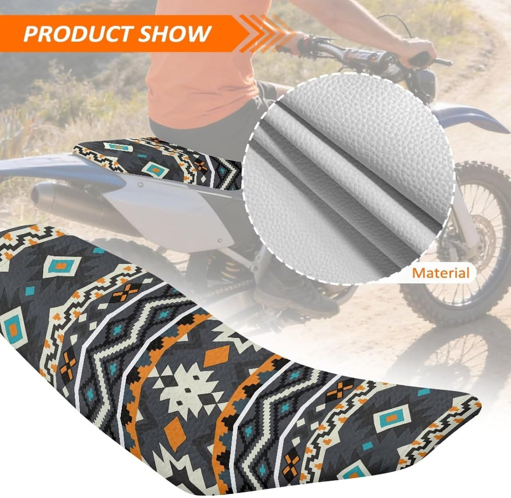 Aztec Tribal Dirt Bike Seat Cover Anti Slip Motorcycle Seat Cover Scratch-Resistant for E Dirt Pit Bike Ebike Motocross Motorcycle Enduro KX KLX 65 80 85 100 110 250 450