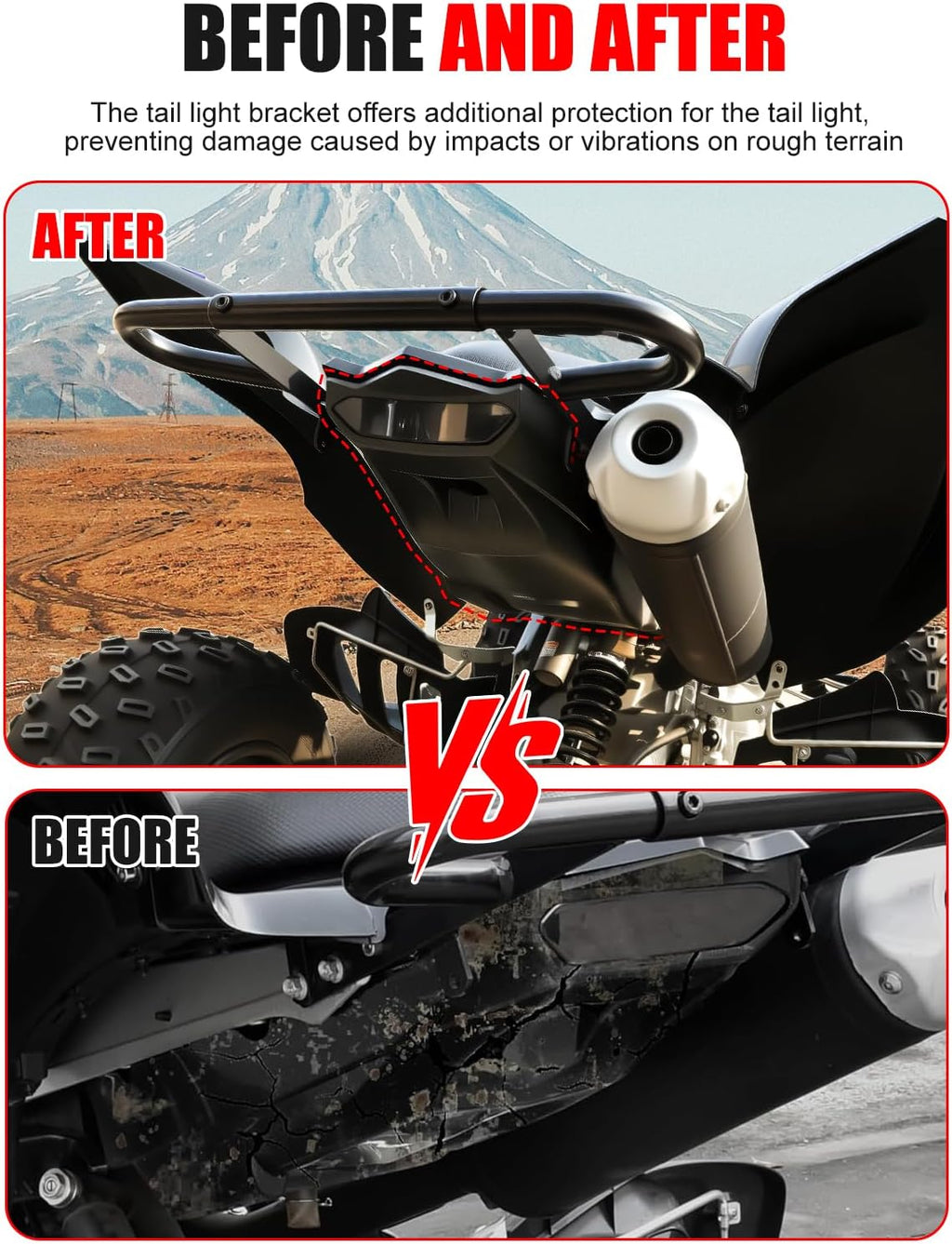 Rear Tail Light Cover for Yamaha Raptor 700 700R 06-25, Black Rear Lamp Bracket Plastic Taillight Cover Plate for Yamaha Raptor 700 / 700R 2006-2025 Accessories, Replace OEM #1PE-H4716-10-00