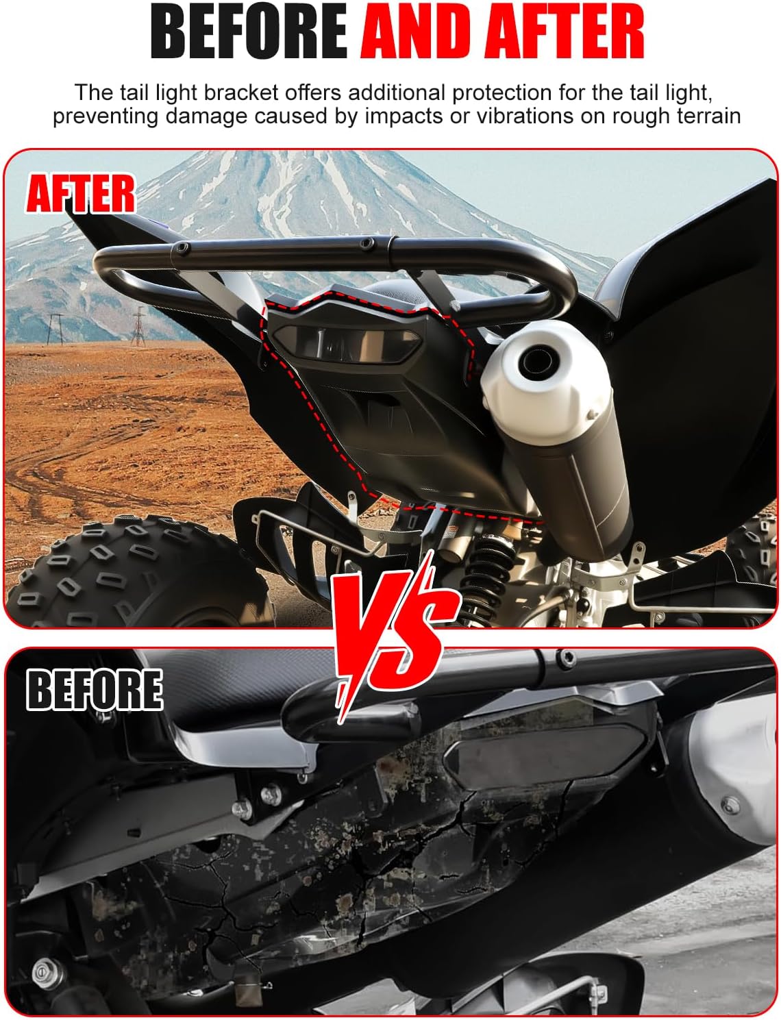 Rear Tail Light Cover for Yamaha Raptor 700 700R 06-25, Black Rear Lamp Bracket Plastic Taillight Cover Plate for Yamaha Raptor 700 / 700R 2006-2025 Accessories, Replace OEM #1PE-H4716-10-00