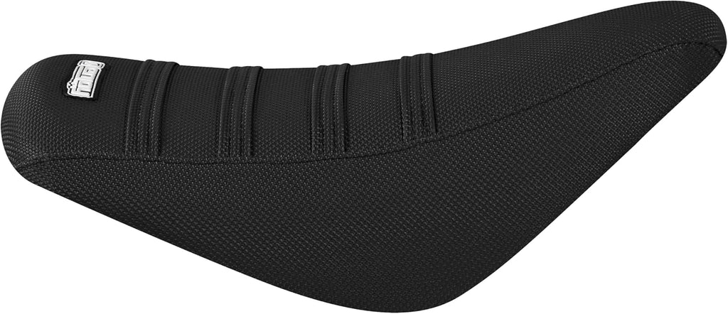 Enjoy Mfg USA-Made Gripper Seat Cover - Compatible with Deepower QS7 High-Performance Electric Bike_Staple-Down Waterproof PVC top_#504 (All Black with Black Ribs)