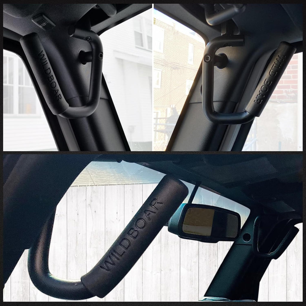 Front Grab Handle Kit Aluminum Alloy Grab Bar for 2007-2018 Jeep Wrangler JK JKU Rubicon Sport Sahara (Black)