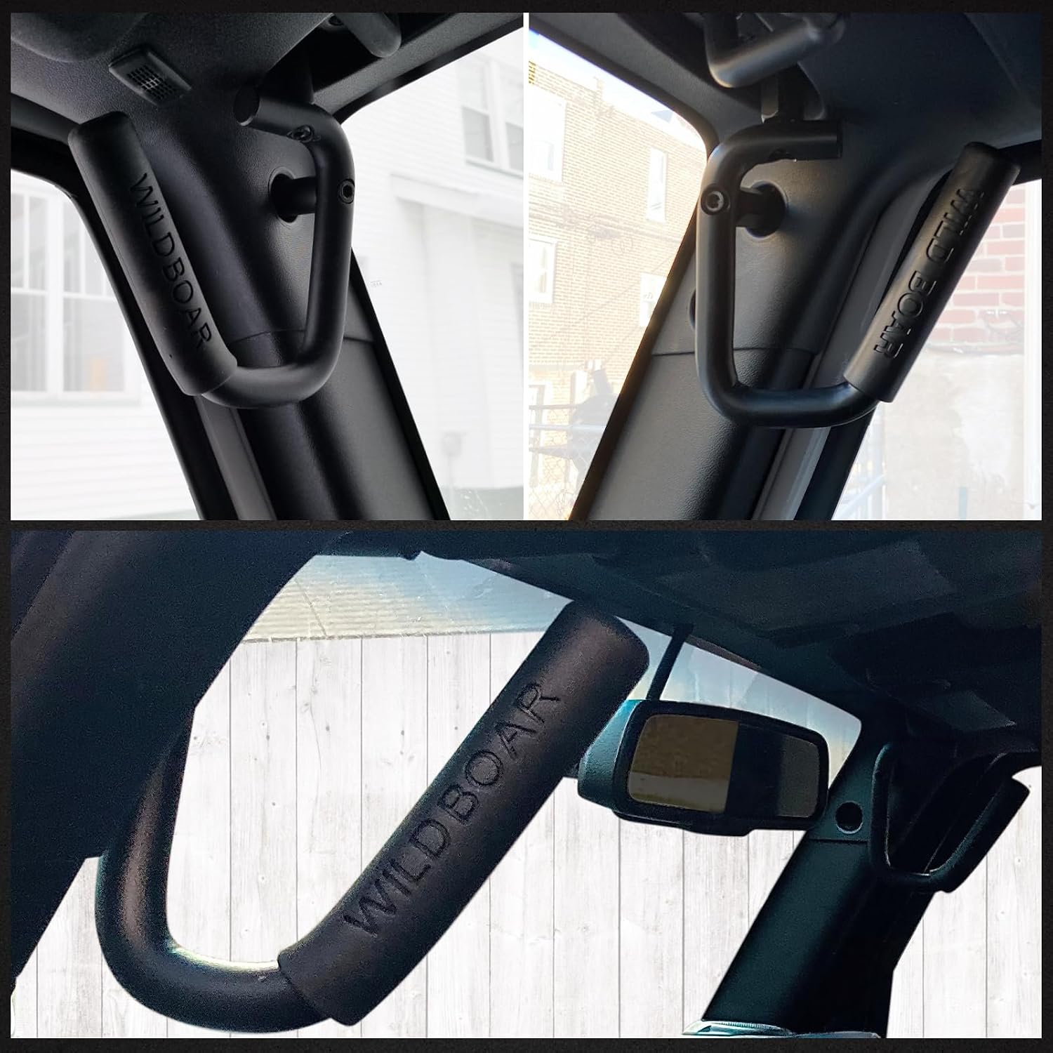 Front Grab Handle Kit Aluminum Alloy Grab Bar for 2007-2018 Jeep Wrangler JK JKU Rubicon Sport Sahara (Black)