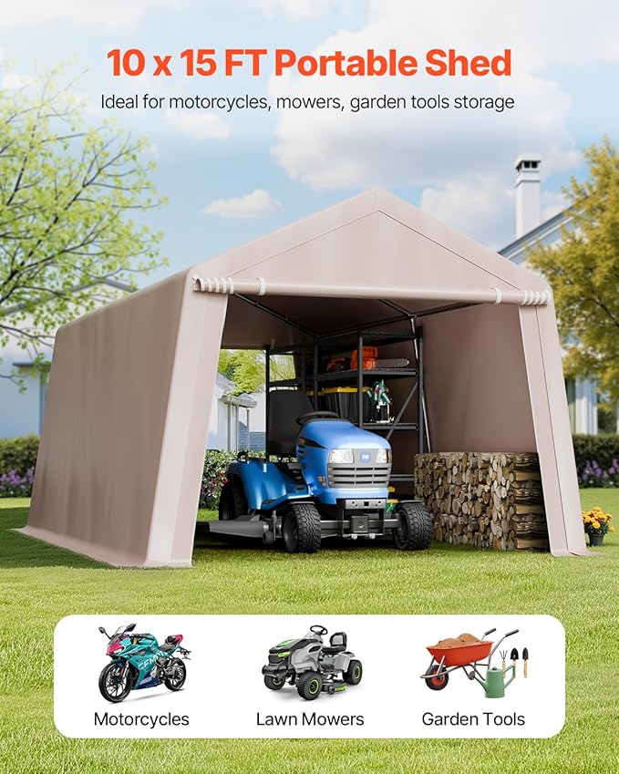 VEVOR Outdoor Storage Shed, 10 x 15 ft Portable Storage Tent - Image 2