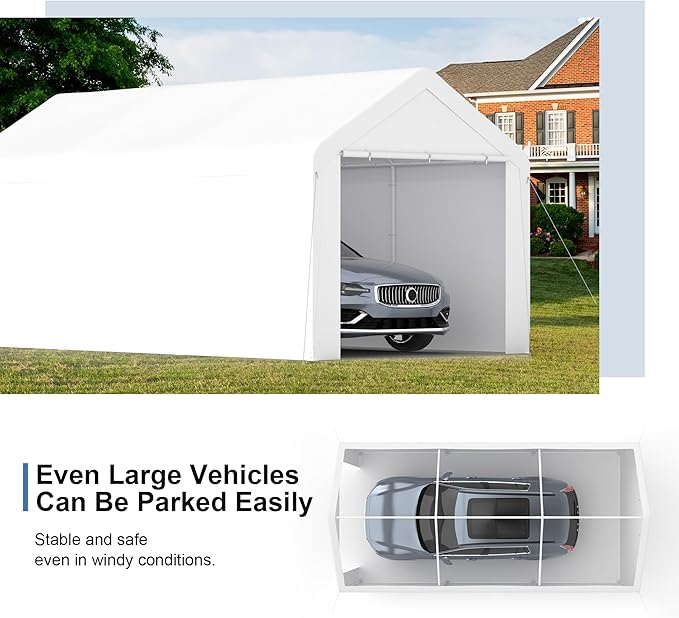 Carport, 10‘ x 20’ Heavy Duty Portable Garage All-Season Car Canopy w/Removable - Image 2