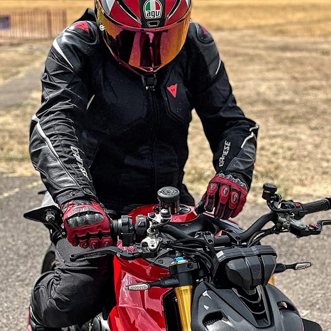 Harssidanzar Breathable Leather Motorcycle Gloves Touchscreen - Image 6