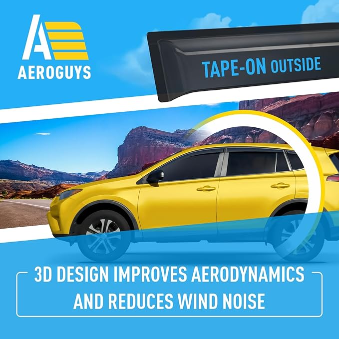 Extra Durable Window Deflectors Tape-On Window Visors Rain Guards Fit - Image 5