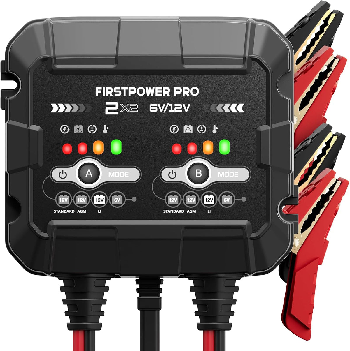 2-Bank, 4A Trickle Charger for Car Battery, 12V 6V Car Battery Charger