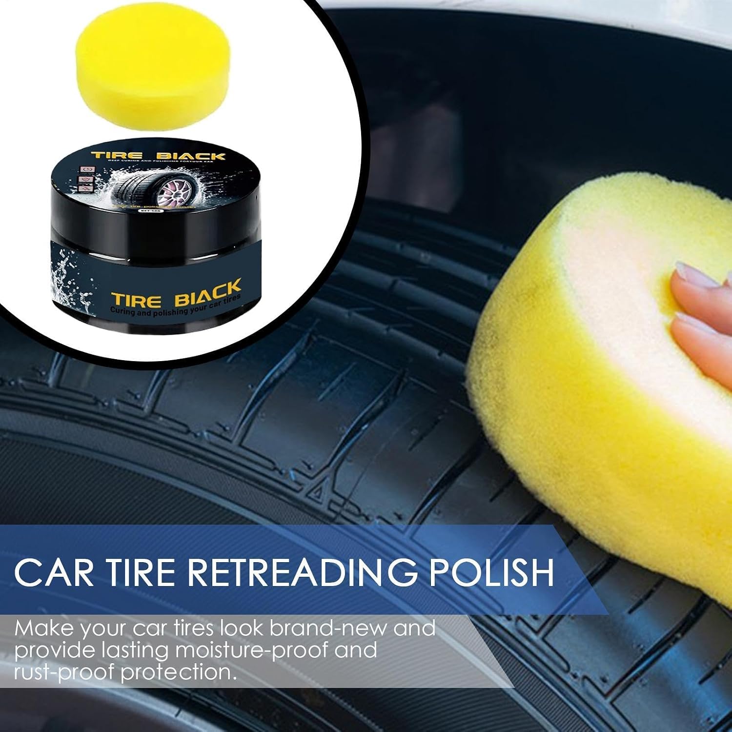 Tire Maintenance and Coating Paste – 50g Tire, High Gloss Shine, Tyre Stain Remover, Protective Car Solution | Ideal for SUV Caravan Vehicle Exterior Care Safe Driving