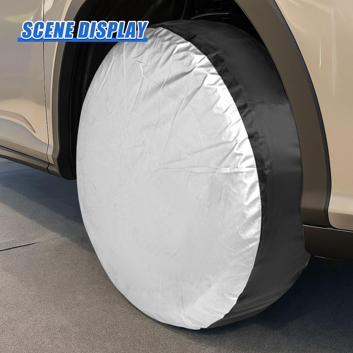 4PCS Car Tire Cover Set, Waterproof Dustproof Auto Spare Tire Storage Bag with Handle, Sun Rain Snow Vehicle Wheel Protector Cover, Fits 13-18 Inch Tires Diameter RV, SUV, Trailer(S)