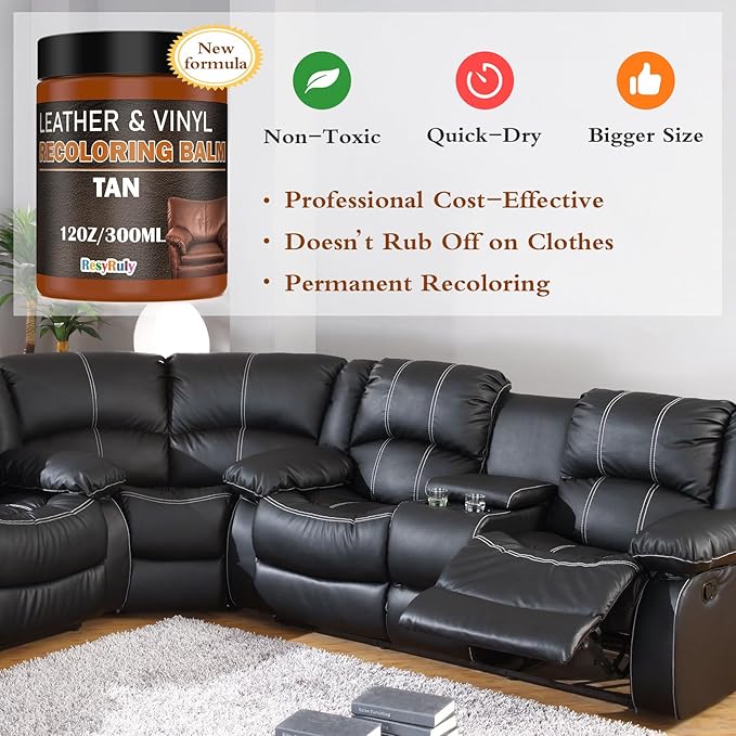 Saddle Tan Leather Dye Light Brown Recoloring Balm Repair Kit Vinyl Car Seat - Image 3