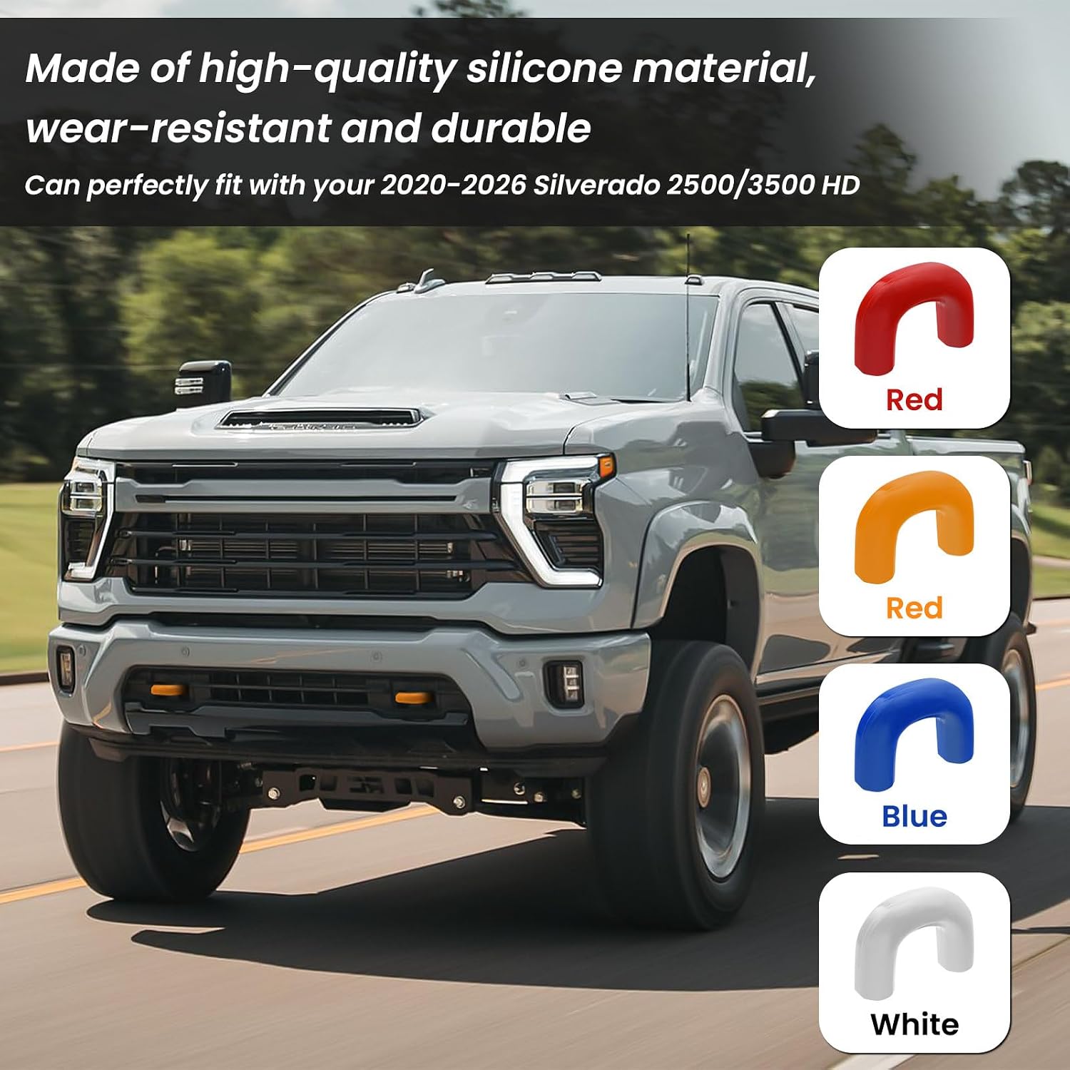 Tow Hook Covers for Silverado 2500/3500 HD 2020-2026, Hitch Cover Front Tow Hooks Compatible with Chevrolet Silverado 2500/3500 2020-2026 Accessories (Orange)