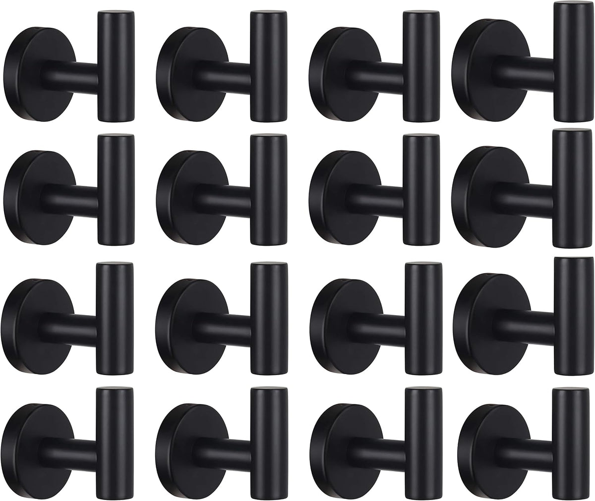 bathroom robe towel hooks coat matte black wall, main product view