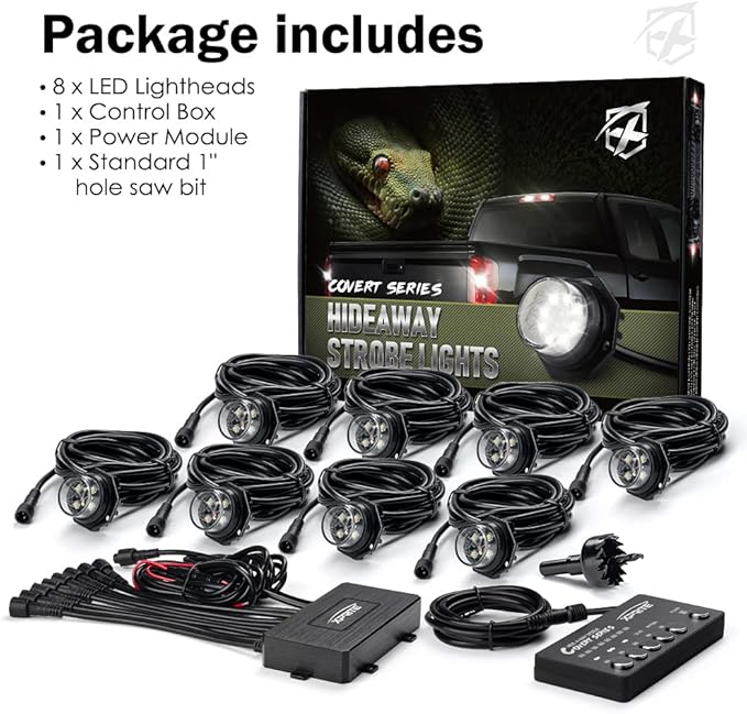 Xprite Red Blue LED Hideaway Strobe Police Lights Kit, 20 Flashing Patterns - Image 7