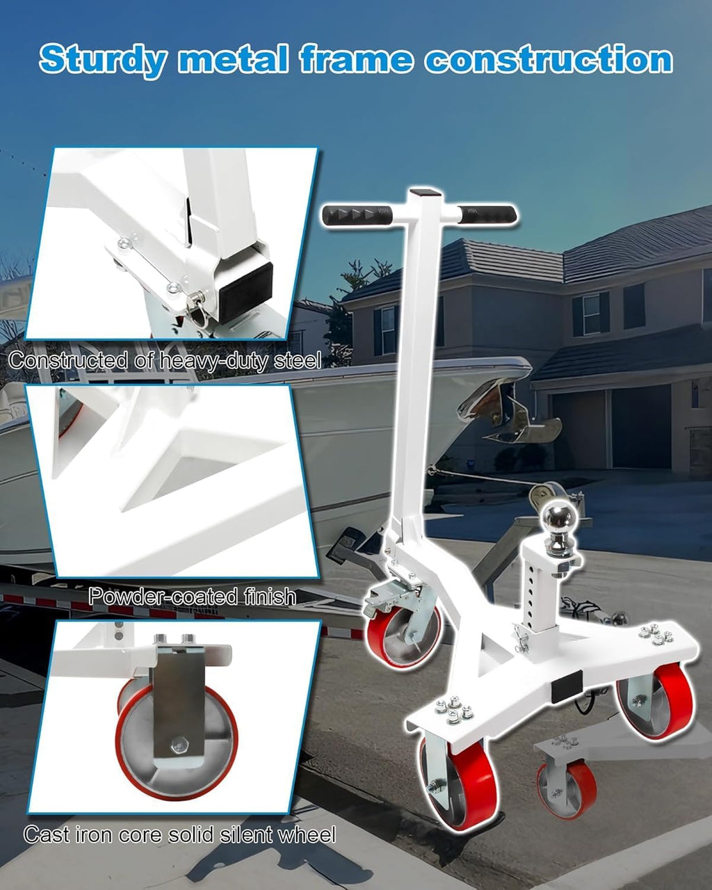 Heavy Duty Trailer Dolly, with 2-5/16 inch Ball | 3500 lb Tongue Weight Trailer Mover Dolly, Angle Adjustable, Suitable for RV Boat Motorcycle Jet Ski