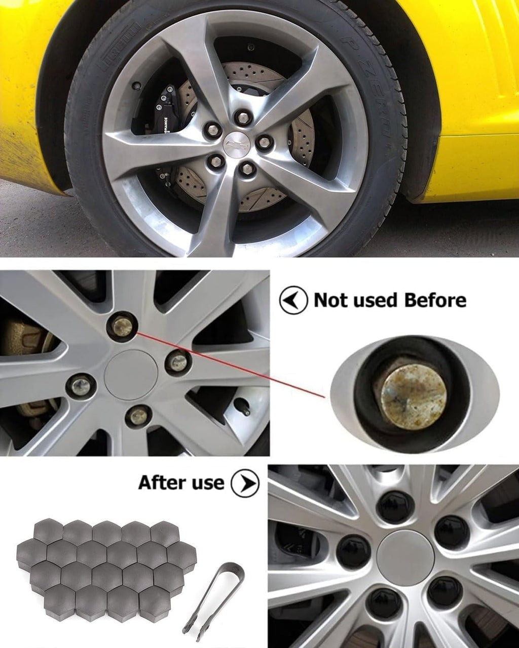 20Pcs Wheel Lug Nut Caps for 2023-2024 Jeep Wrangler Rubicon JL, Dustproof Hub Screw Protection Covers Prevent Rust Bolt Auto Exterior Rim Decoration,19mm-Black