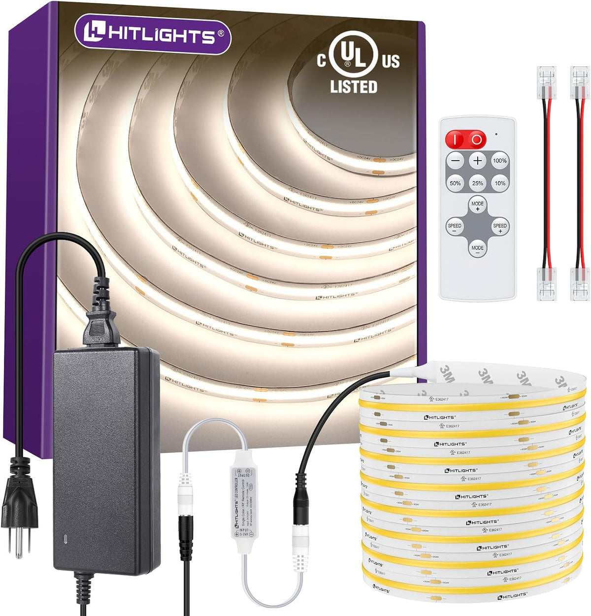 hitlights cob led strip lights kit white 4000k, main product view