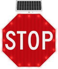 30" Solar Stop Sign Solar Powered LED Blinking Reflective Street Traffic by Unknown