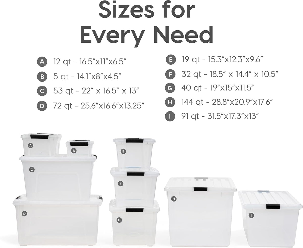 iris usa 6-pack 54 quart storage bins with, front angle view