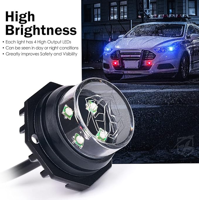 Xprite Red Blue LED Hideaway Strobe Police Lights Kit, 20 Flashing Patterns - Image 2