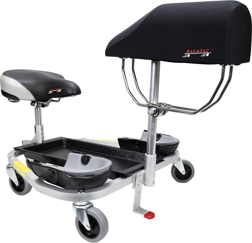 Racatac Kneeling Sitting Creeper with Chest Support and 3 Inch Casters, Rolling Knee Pads with Seat, Creeper for Flooring Installation, Assembled in USA, 01RAC3CS