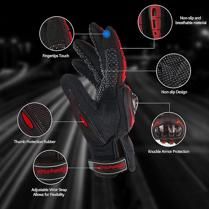 Motorcycle Gloves for Men and Women Full Finger Touchscreen Mountain Dirt Bike - Image 2