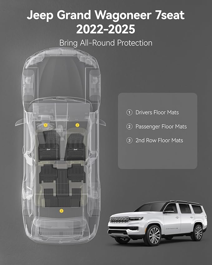 3W Floor Mats Fit for Jeep Grand Wagoneer/Grand Wagoneer L 2022 2023 2024 2025 - Image 3