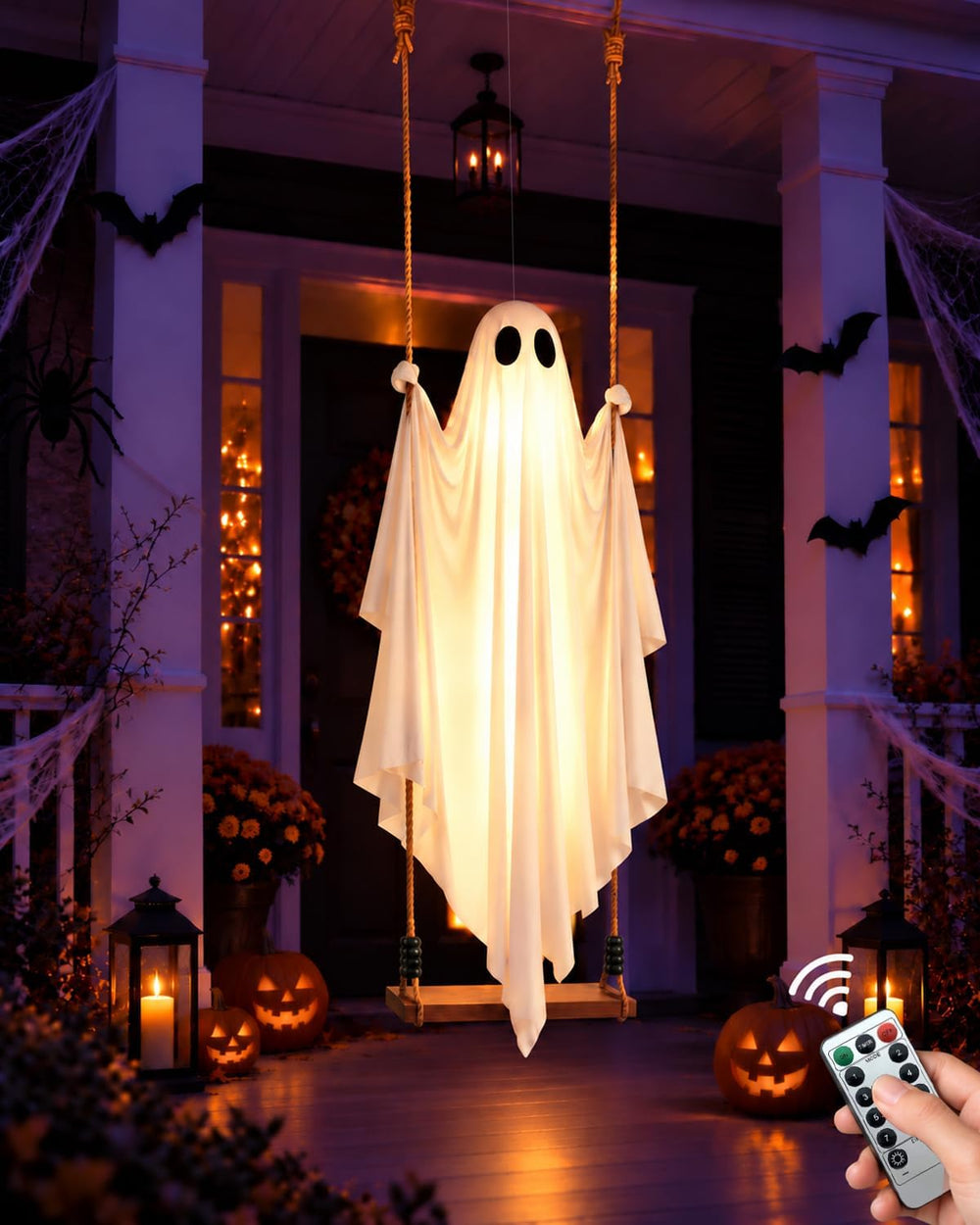 Halloween Decorations Outdoor, 4.5 FT Large Hanging Swinging Ghost Decor