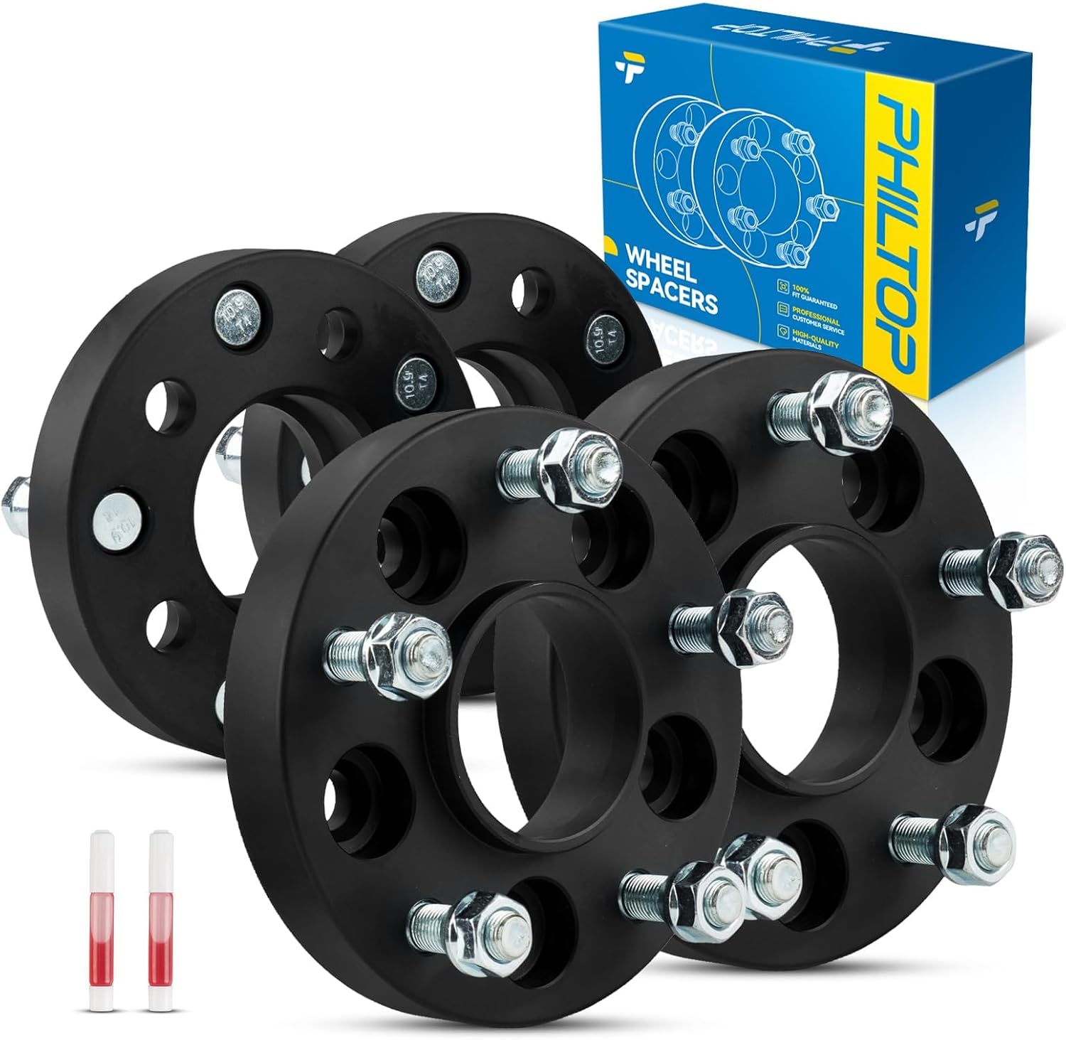 PHILTOP 5x4.5 Wheel Spacers 15mm,5x114.3mm Hub-Centric Spacer with 64.1mm Hub Bore M12x1.5 Studs fit for CR-V,Accord,Civic,HR-V,RDX,Pilot,Odyssey,MDX,TL,Element,TSX,TLX,Black,4 Pcs