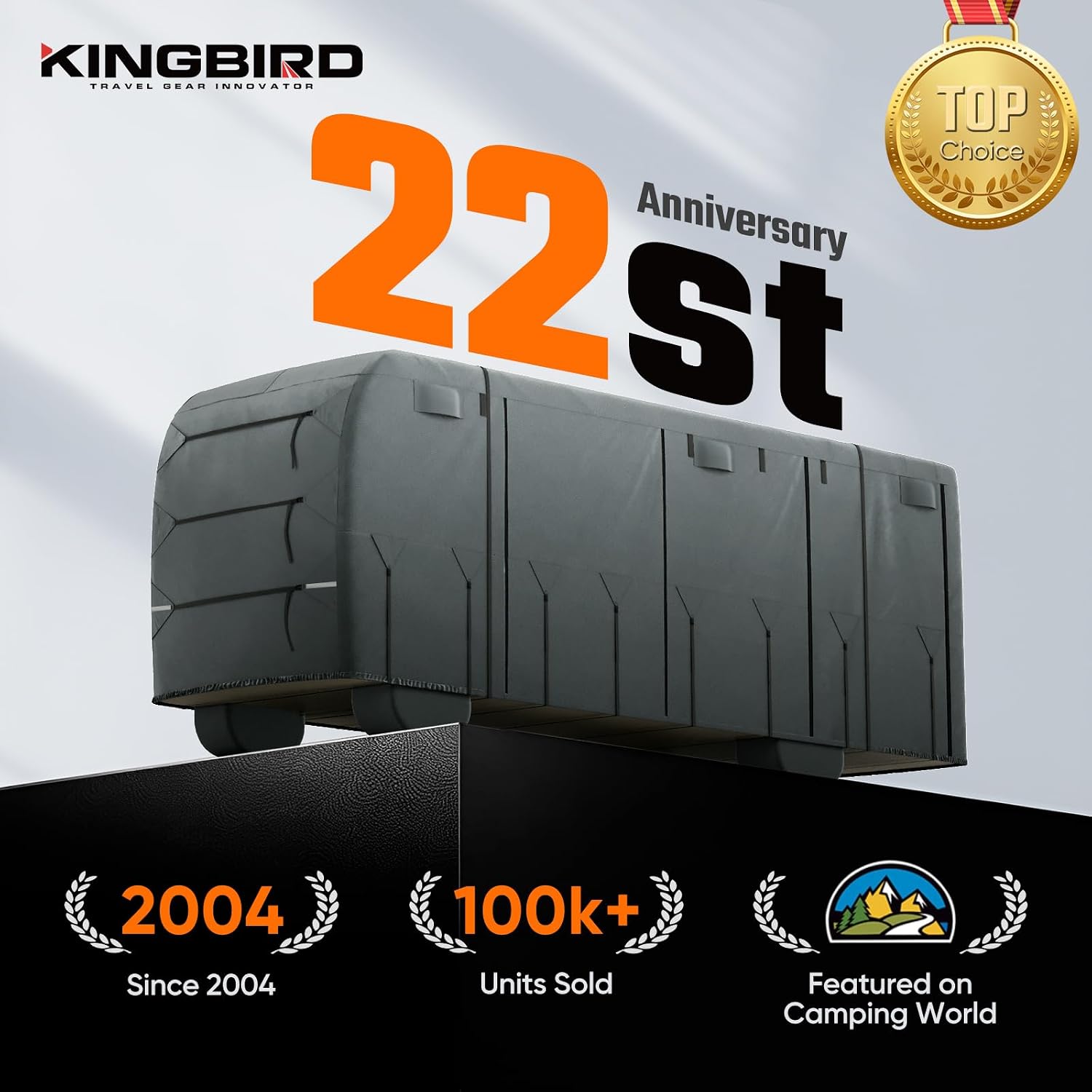KING BIRD Standard RV Cover, Fits 30-33ft Class A Motorhome, Heavy Duty Snow Protection, with Adhesive Repair Patches,Windproof Straps&Tire Covers