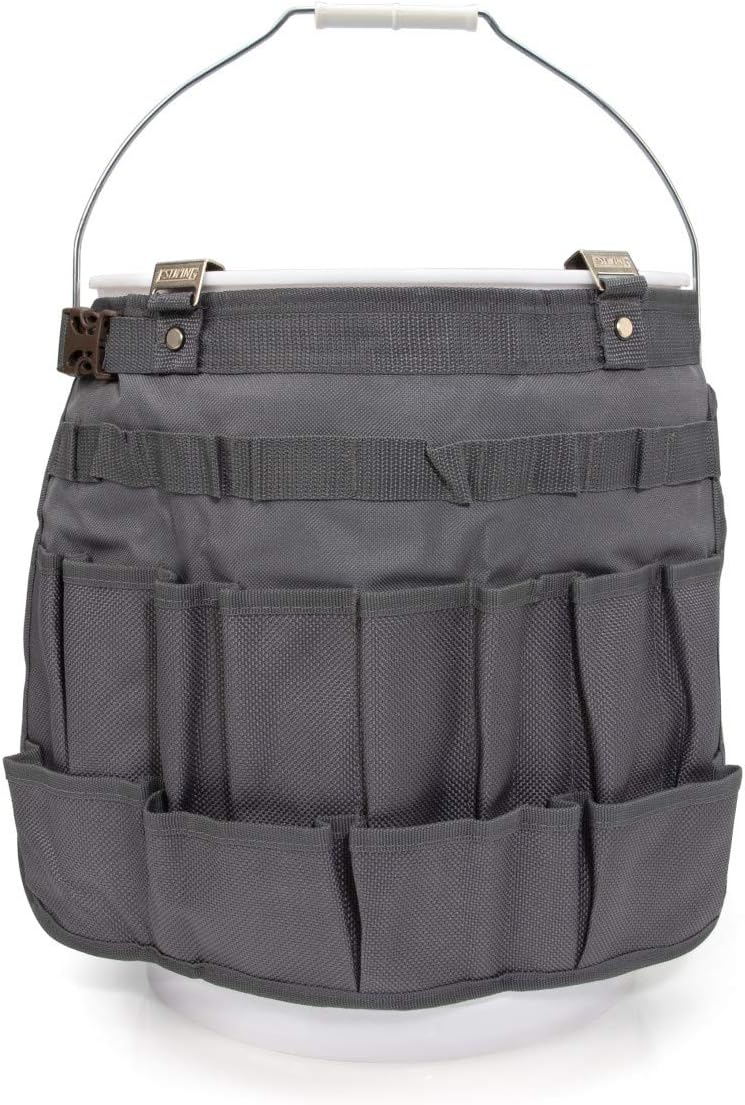 estwing 28-compartment 5-gallon bucket tool organizer/tool bag, durable shown in use