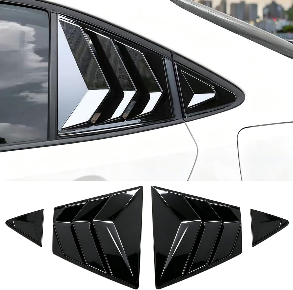 Rear Side Window Louvers for Toyota Corolla 2020 2021 2022 2023 2024 2025 2026, Exterior Rear Side Window Louvers Air Vent Scoop Shades Cover Blinds-Glossy Black