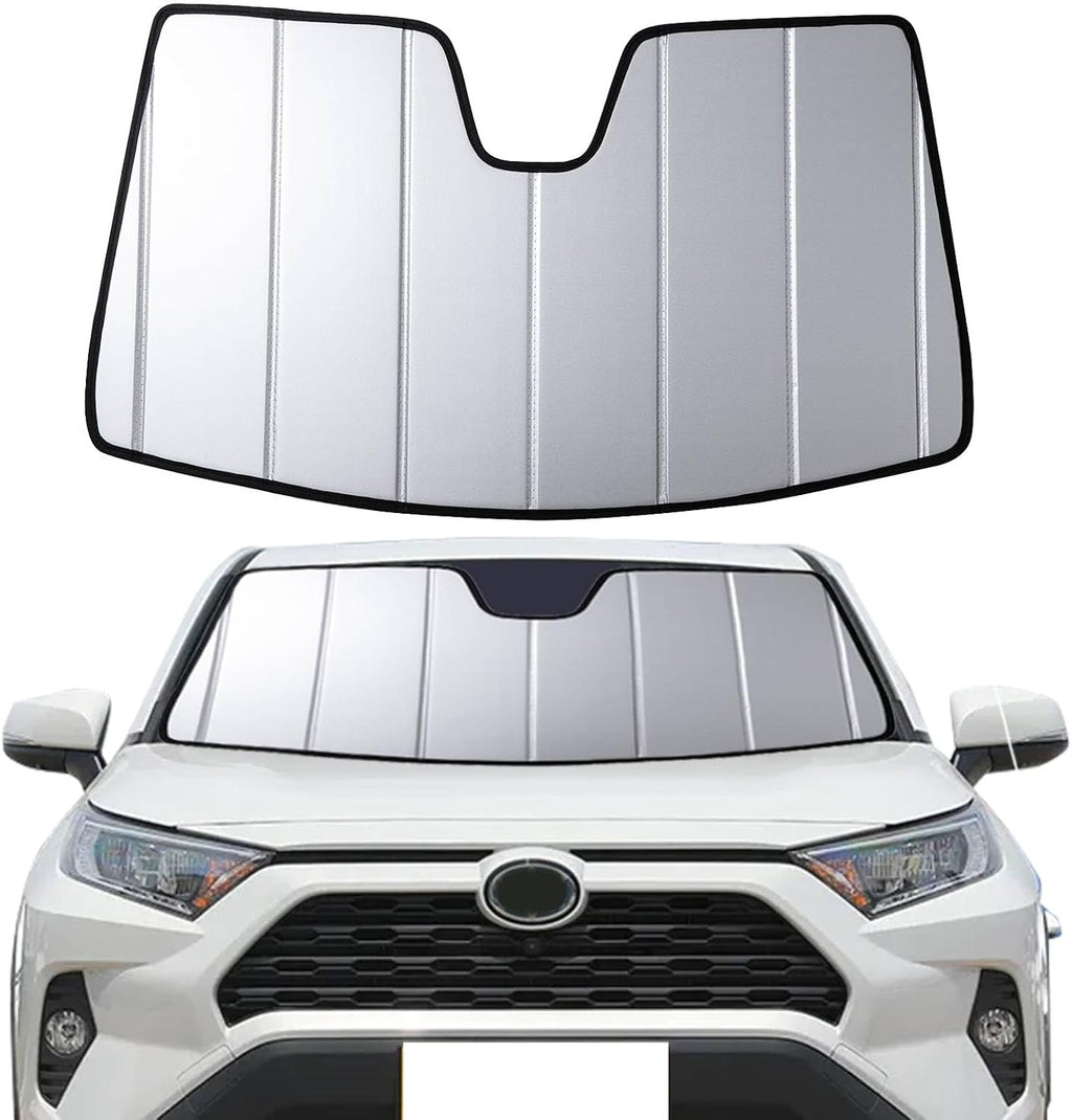 2019-2025 RAV4 Windshield Sun Shade Compatible for Toyota Rav4 LE,XLE,XSE Hybrid, 2021-2024 RAV4 Prime Custom-fit Foldable Sun Visor Window Sunshade with Storage Bag