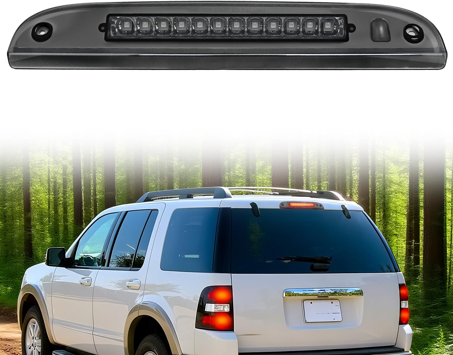 Nilight Third Brake Light Tail High Mount 3rd Stop Lights Smoked Lens for Ford Explorer 2002-2010 Escape 2008-2012 Mercury Mariner 2008-2011 Mountaineer 2006-2010 Van SUV Rear Center Cab Lamp
