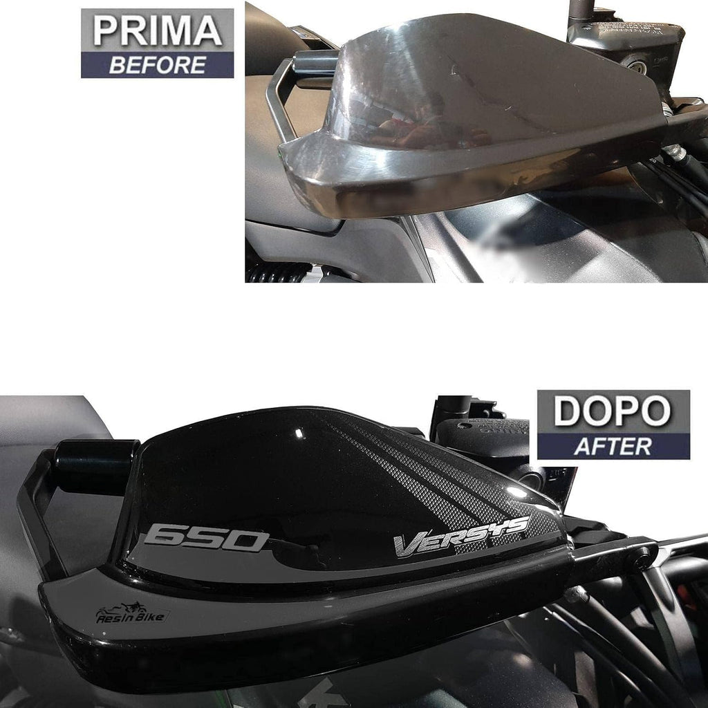 Resin Bike Motorcycle 3D Stickers Compatible with Kawasaki Versys 650 2017-2020. Handguards Protection from Bumps and Scratches. Pair of Resin Stickers - Made in Italy
