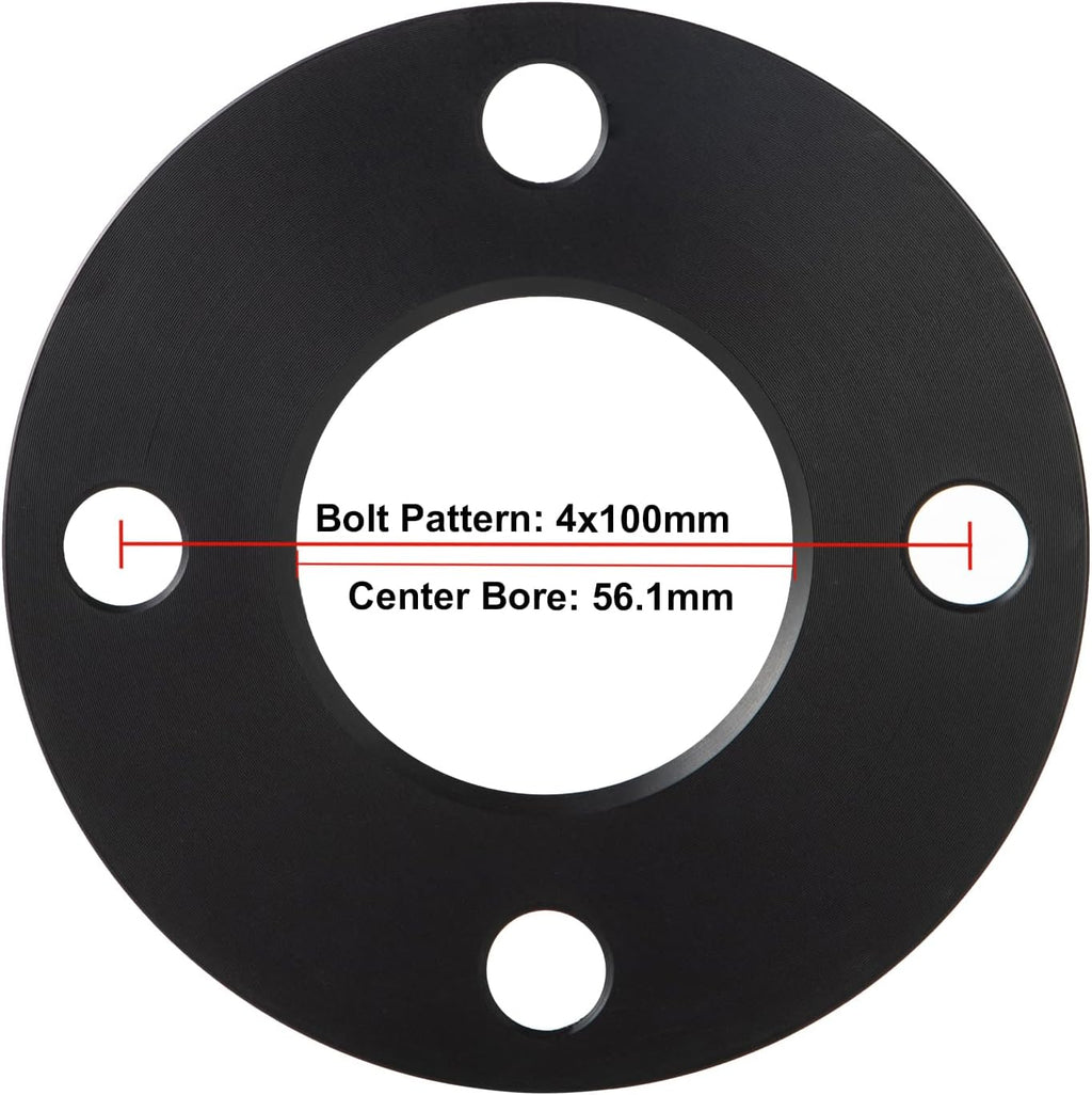 Black Forged 4x100 Hubcentric Wheel Spacers 10mm with 56.1mm Center Bore Compatible with Acura-Honda-MINI-Mitsubishi 4 Lug - Pack of 2