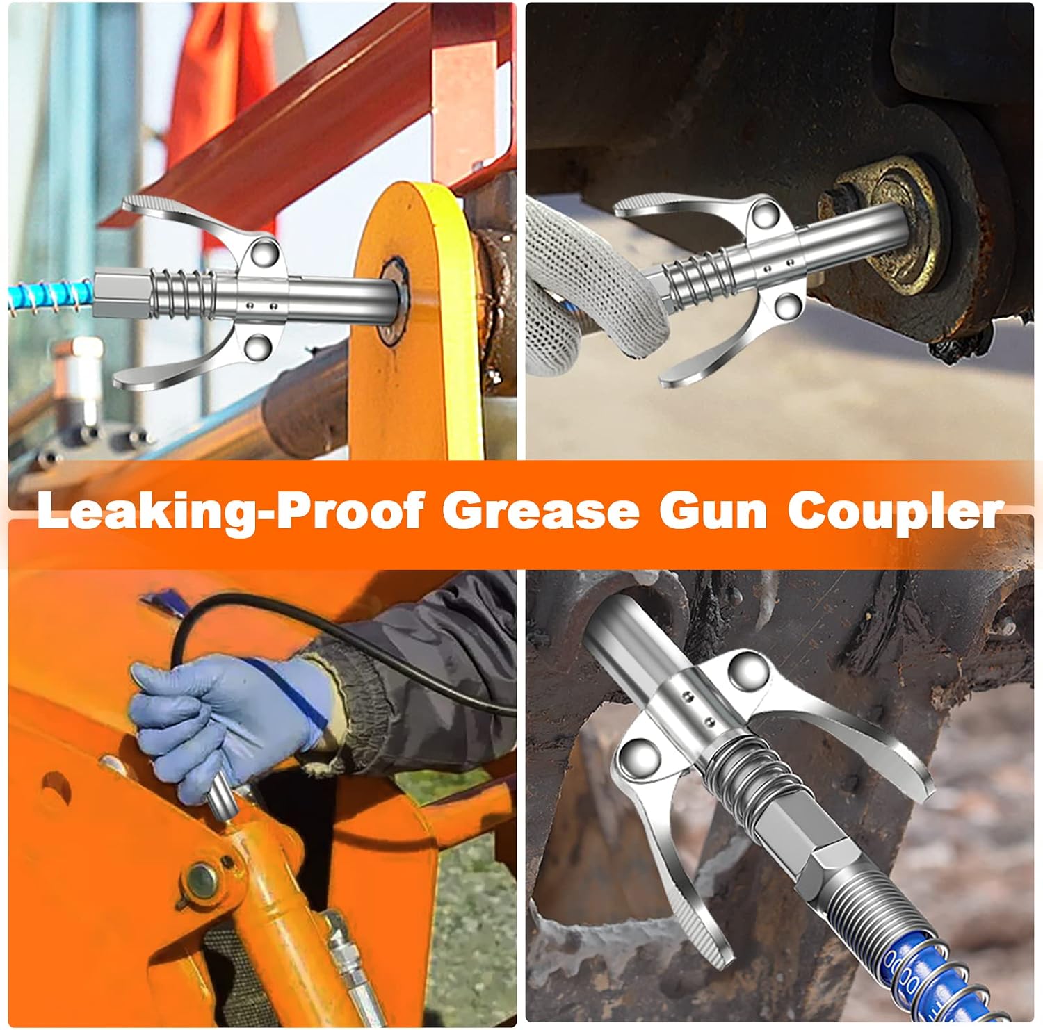 AKEOIL Grease Gun Coupler, 6 Jaw Locking Grease Gun Tip, 12000 PSI High Pressure Leak Proof Grease Coupler, Quick Release Grease Gun Nozzle, 1/8" NPT Compatible With All Grease Guns