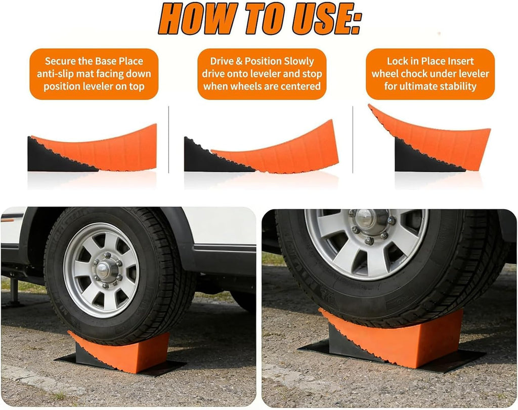 Vehicle Leveling Blocks ABS Wheel Chocks for Stabilization and Anti Slip on Uneven Grounds ABS Leveling Blocks