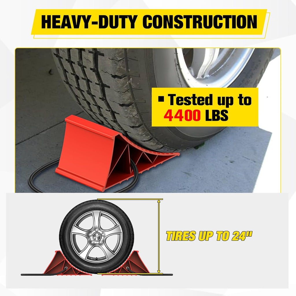 Nilight Wheel Chocks, Heavy Duty Wheel Stopper for Car, Truck, RV, Trailer, Caravan, Motorcycle, 8.7" x 4.8" x 4.2", 2-Pack(Red)