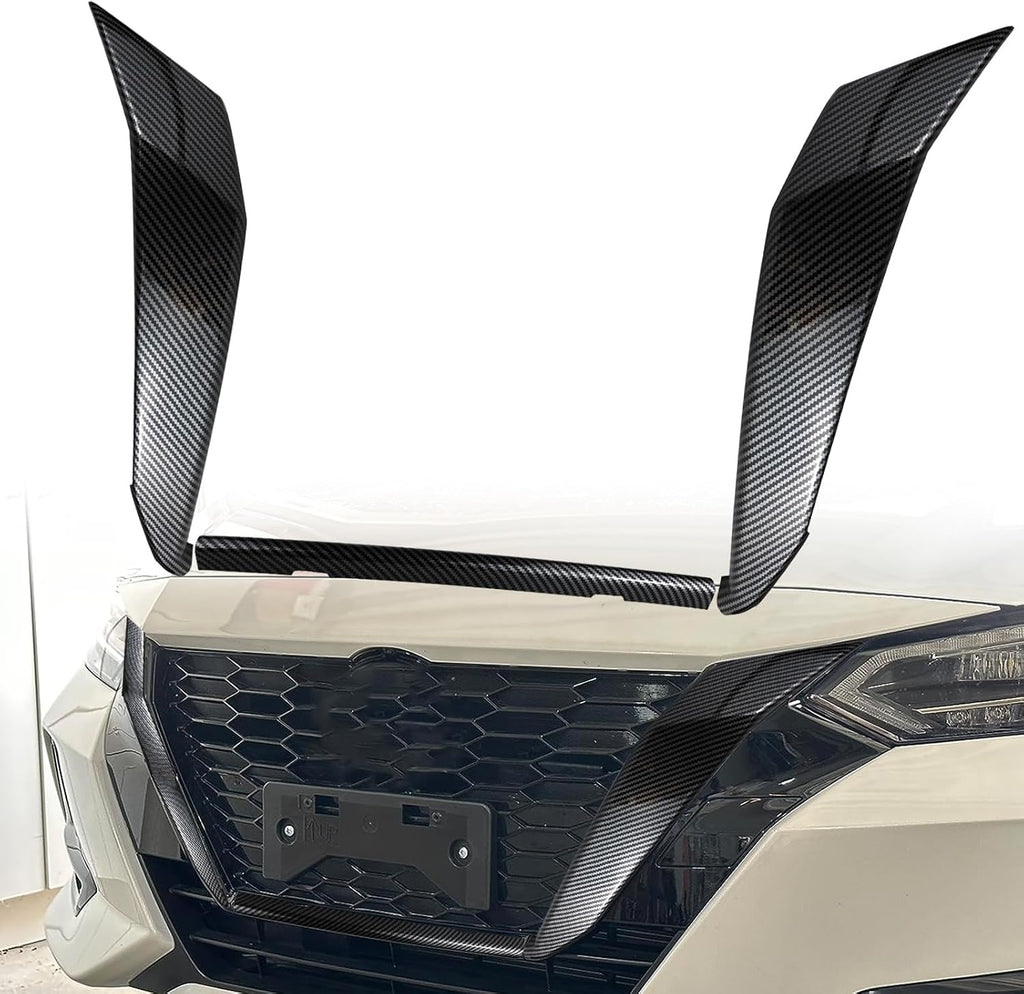 3 PCS Front Grill Frame Cover Trim Compatible with Nissan Sentra S SV SR and Premium Sedan 2020 2021 2022 2023 Front Grille Trim Carbon fiber Accessories (Carbon fiber style)