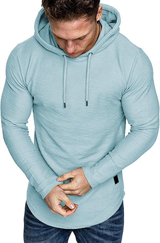 Lexiart Mens Fashion Athletic Hoodies Sport Sweatshirt Solid Color Fleece - Image 2