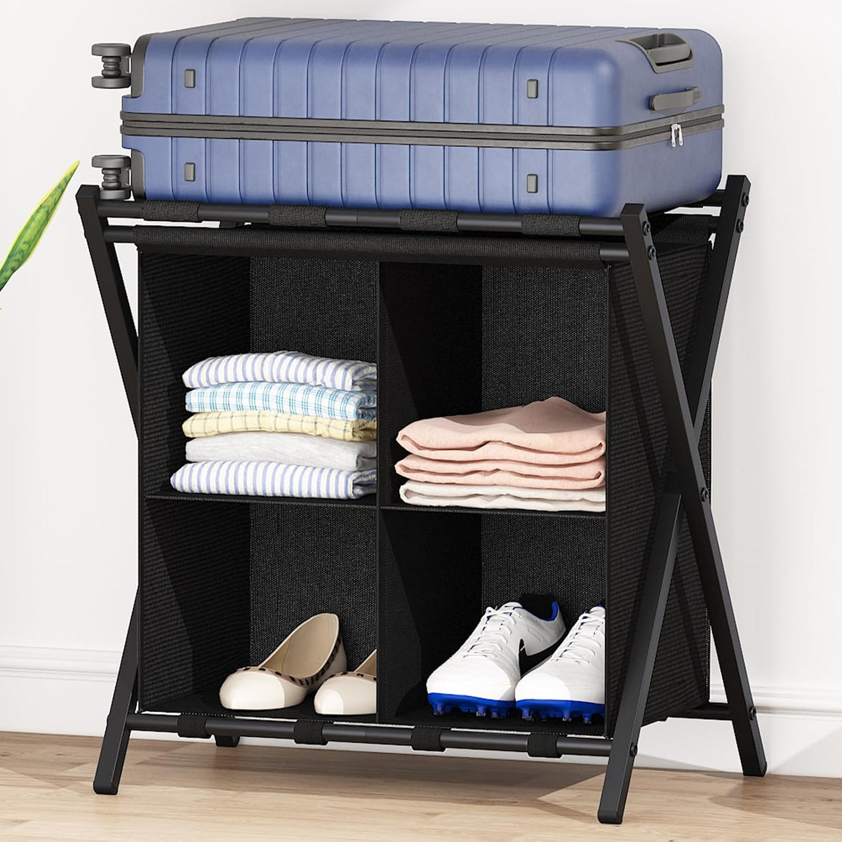aboxoo luggage rack with storage, guest room folding, main product view