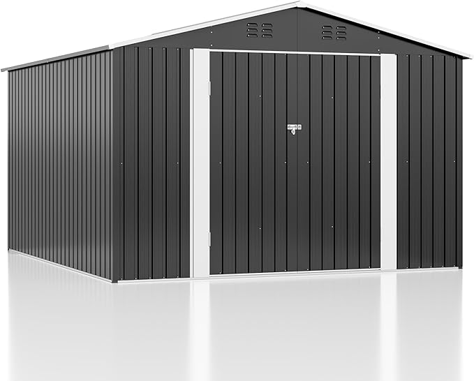 WKM 10x10 FT Outdoor Storage Shed, Utility Metal Tool Storage - Image 2