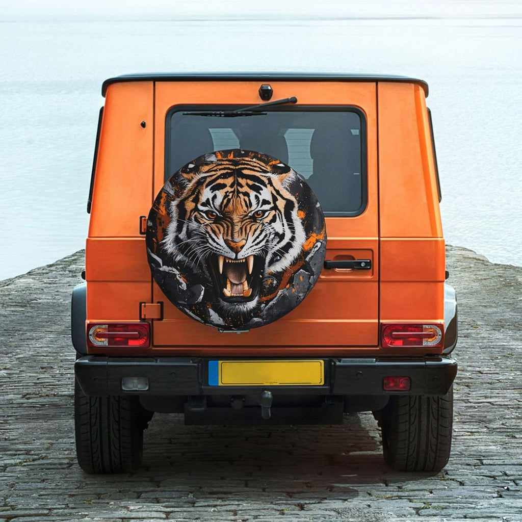 Spare Tire Cover for RV Camper, Tiger Animal Tire Cover Protectors, Weatherproof Universal Wheel Cover for RV Travel Trailer Camper Truck 16in