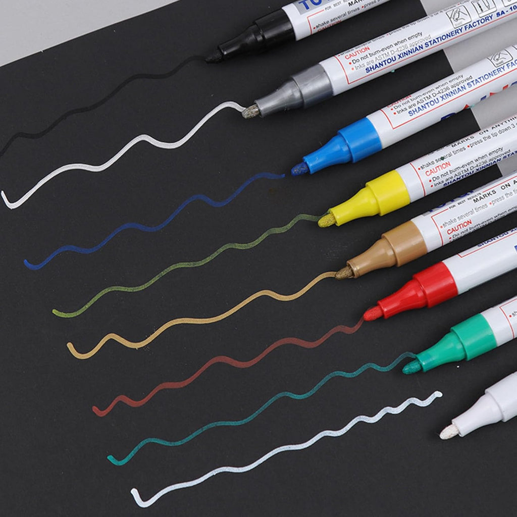 Waterproof Tire Paint Pen, Waterproof Non-Fading Tire Marker Pens, Permanent Oil Based Paint Markers, Quick Dry Assorted Color Car Tire Marker for Metal, Fabric, Glass, DIY Craft (Red)