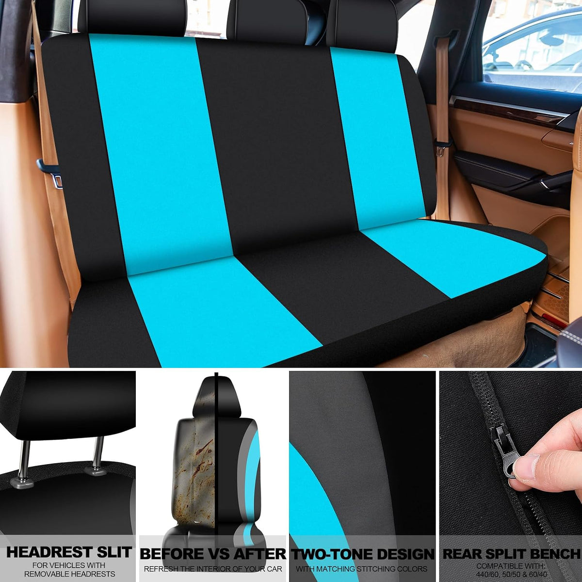roceei 43 pcs car seat cover full set, side view